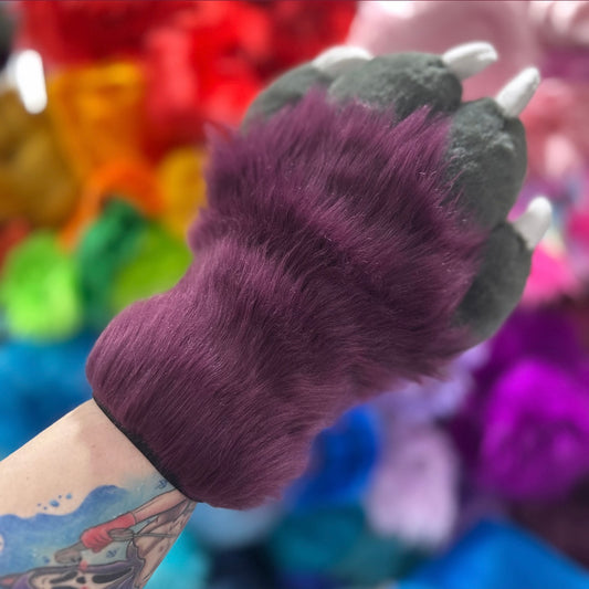 Plum Grey Hand Paw Gloves