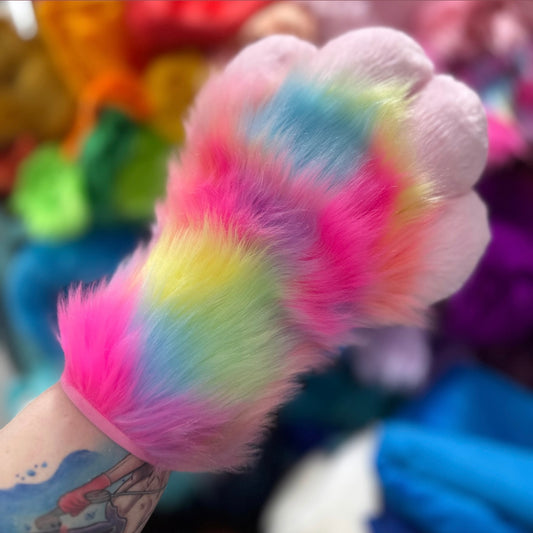 Pink Rainbow Hand Paw Gloves