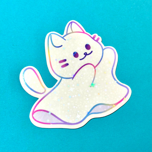 Ghost Kitty Holographic Sticker