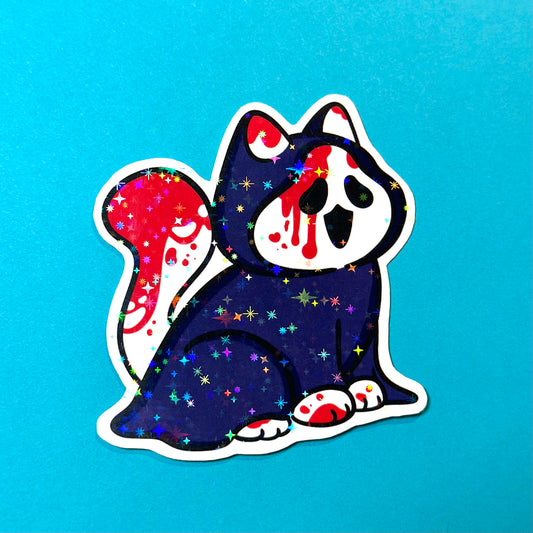 Reg Ghost Face Kitty Holographic Sticker