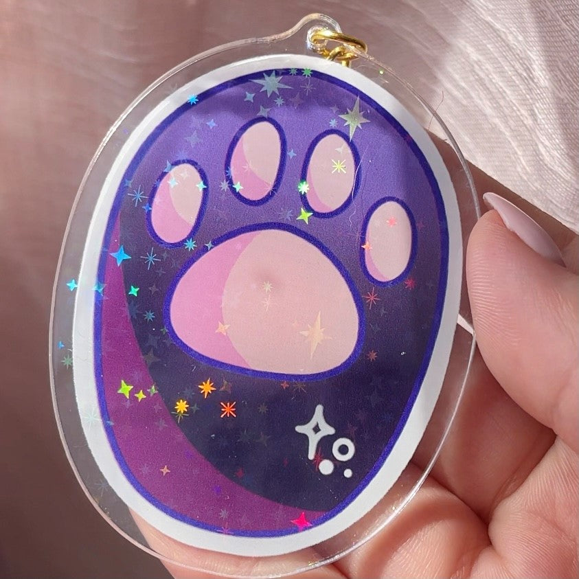 Acrylic Holographic Paw Keychain V1