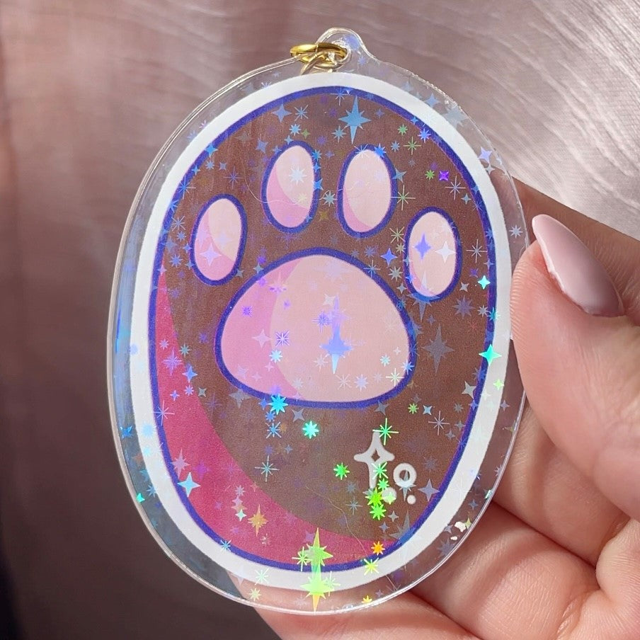 Acrylic Holographic Paw Keychain V1