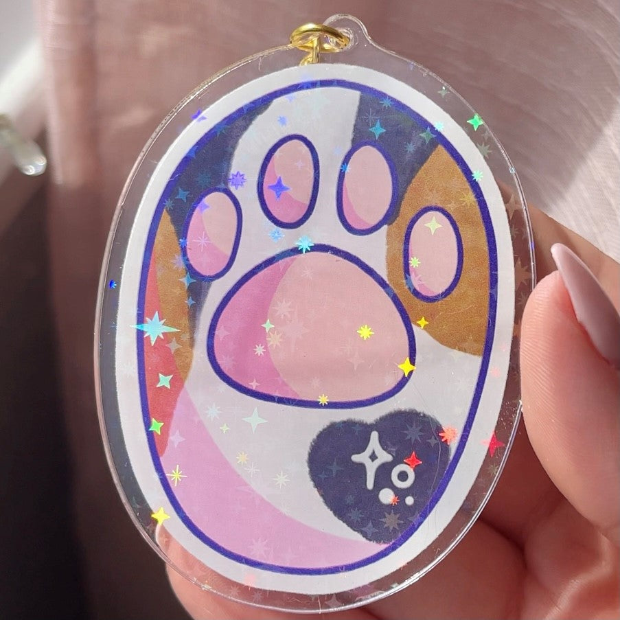 Acrylic Holographic Paw Keychain V1
