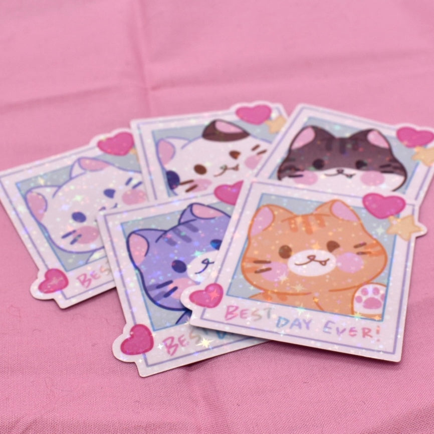 Polaroid Kitty Holographic Sticker