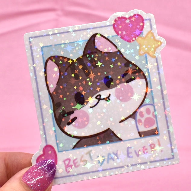 Polaroid Kitty Holographic Sticker
