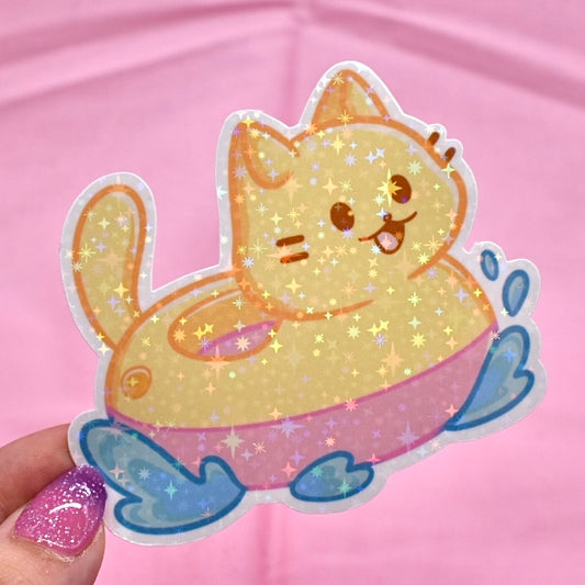 Kitty Floatie Holographic Sticker
