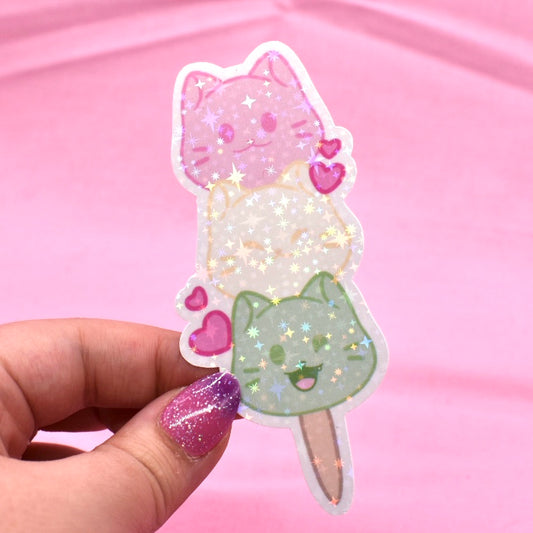Dango Kitty Holographic Sticker