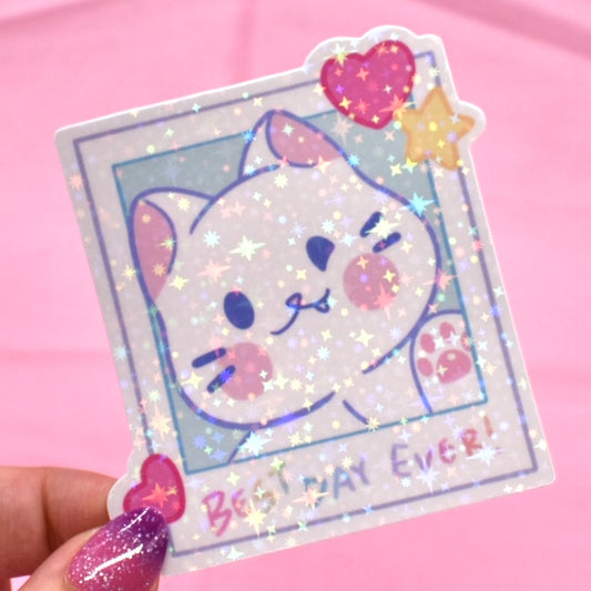 Polaroid Kitty Holographic Sticker