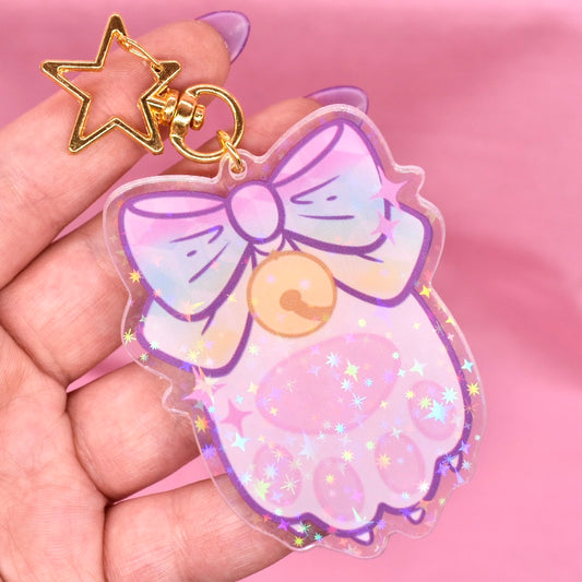 Acrylic Holographic Paw Keychain NEW