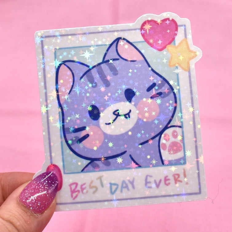 Polaroid Kitty Holographic Sticker