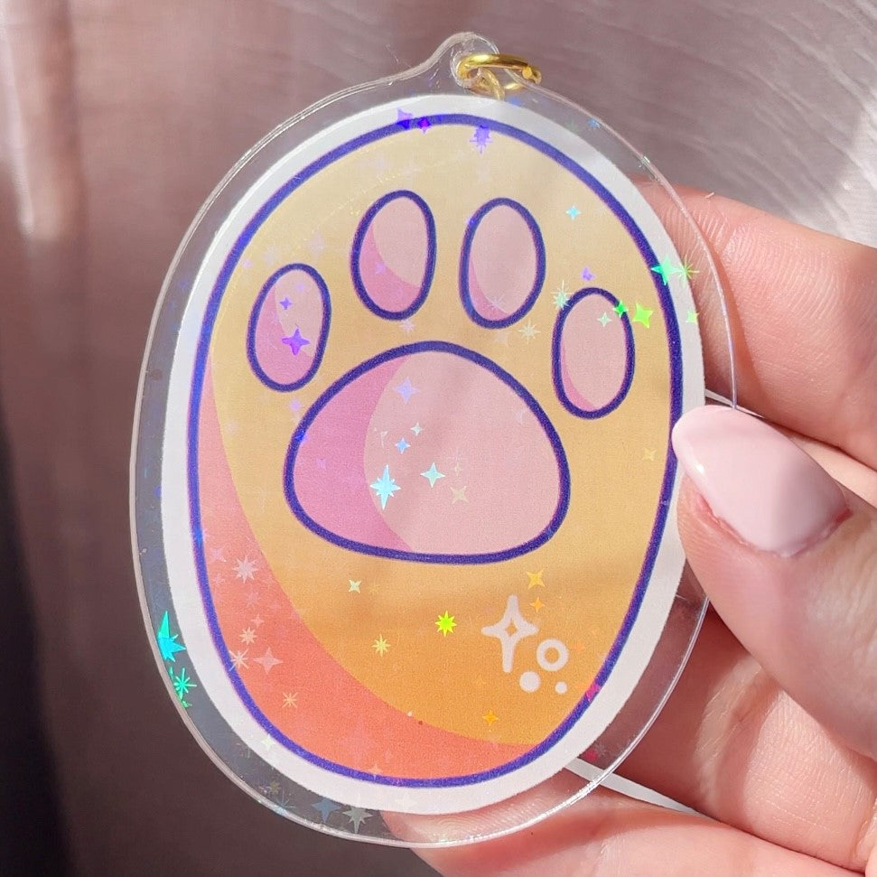 Acrylic Holographic Paw Keychain V1