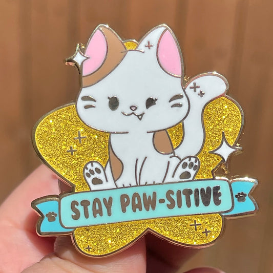 Stay Pawsitive Enamel Pin