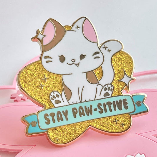 Stay Pawsitive Enamel Pin
