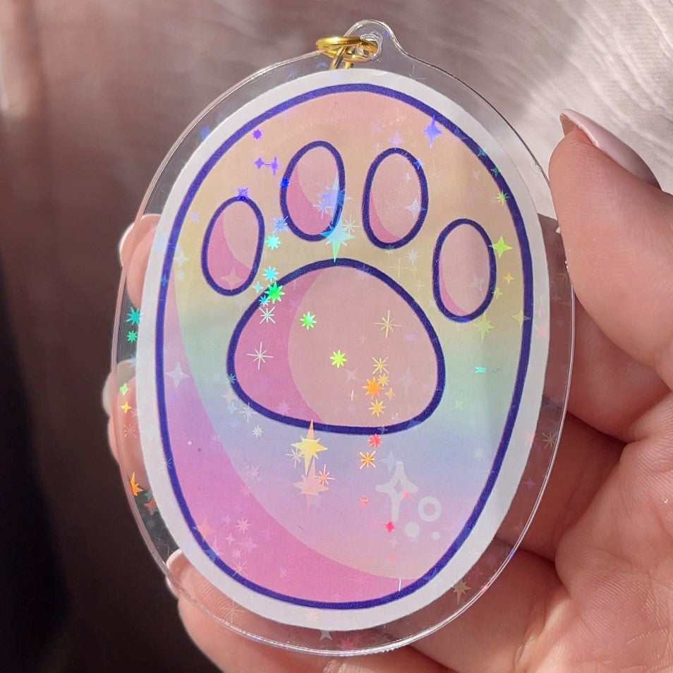 Acrylic Holographic Paw Keychain V1