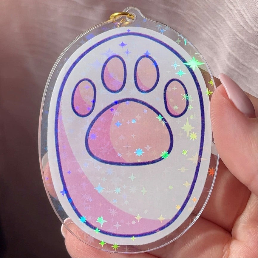 Acrylic Holographic Paw Keychain V1