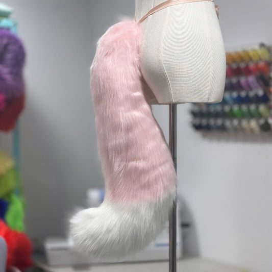 Baby Pink & White Fox / Wolf Tail