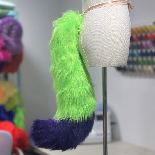 Neon Green & Purple Fox / Wolf Tail