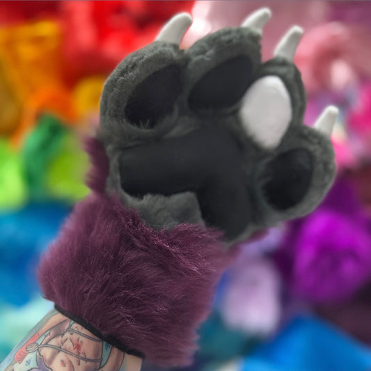 Plum Grey Hand Paw Gloves