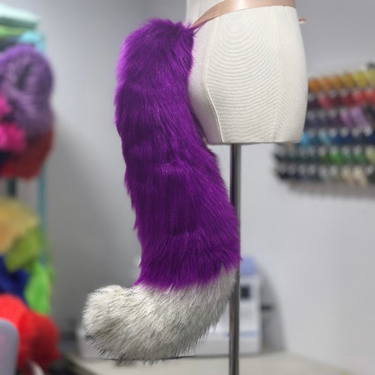 Grape & Frosted White Fox / Wolf Tail