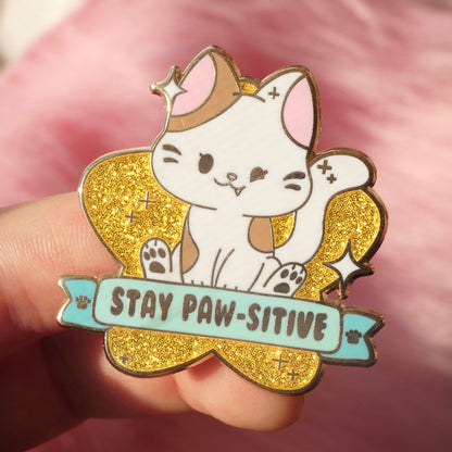 Stay Pawsitive Enamel Pin