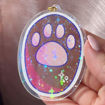 Acrylic Holographic Paw Keychain V1
